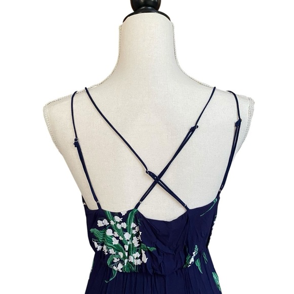 Urban Outfitters Lady Lava Blue Floral Button Midi Dress Strappy Back Size 6 - Picture 11 of 16